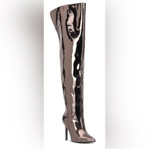 INC Sedona Over-the-Knee Boots - Pewter Taupe Patent - Size 8 (NWOB)